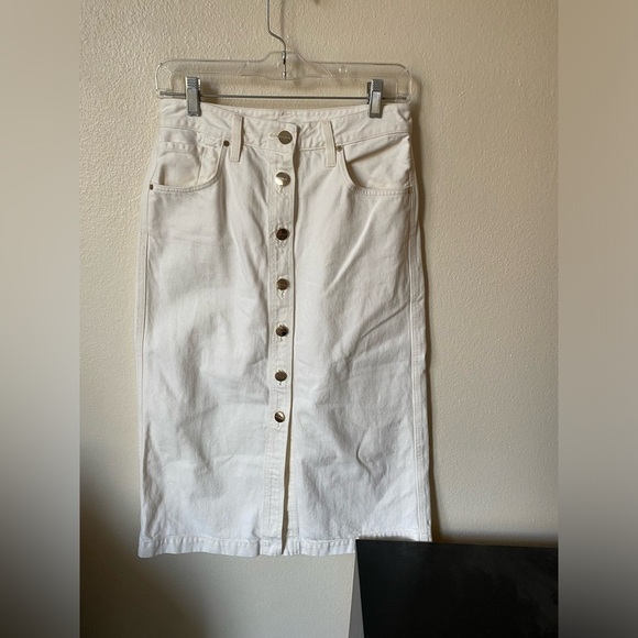 Goldsign Women’s Denim Button Down White Jean Skirt Size 27 - Picture 2 of 9